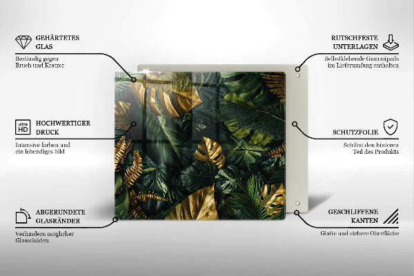 Protetor placa de indução Folhas de Monstera Dourada