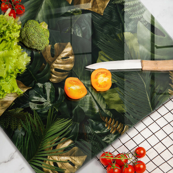 Protetor placa de indução Folhas de Monstera Dourada