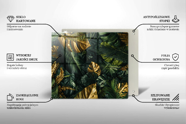 Protetor placa de indução Folhas de Monstera Dourada