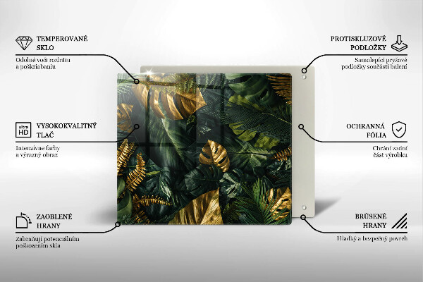 Protetor placa de indução Folhas de Monstera Dourada