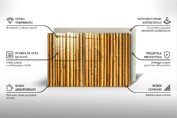 Protetor de fogão de vidro Bambu boho natural