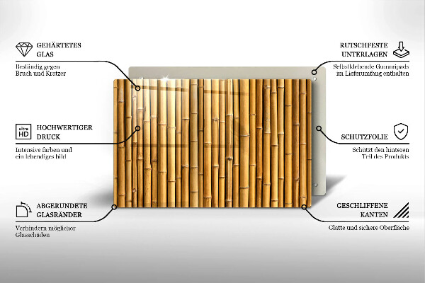 Protetor de fogão de vidro Bambu boho natural