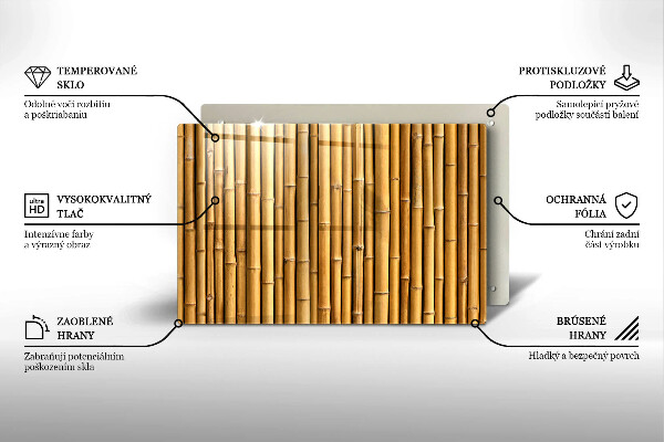 Protetor de fogão de vidro Bambu boho natural