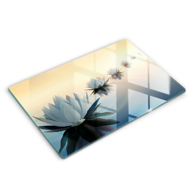 Protetor para fogão de vidro Flores de nenúfar