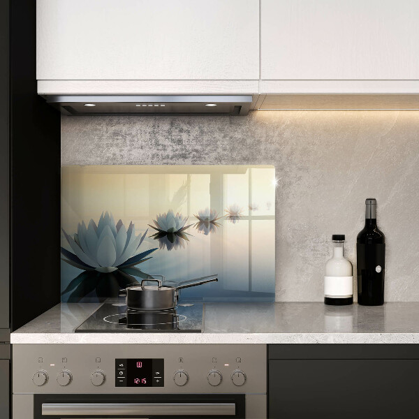 Protetor para fogão de vidro Flores de nenúfar