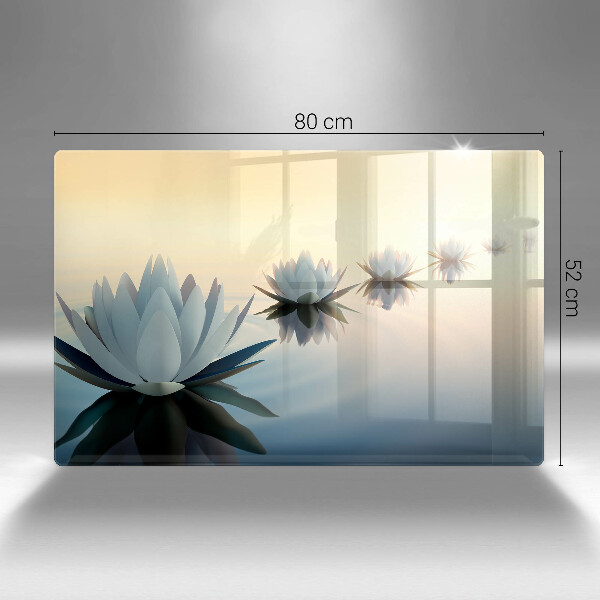 Protetor para fogão de vidro Flores de nenúfar