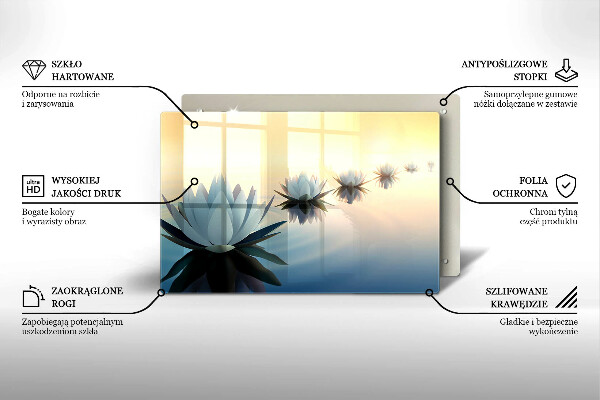 Protetor para fogão de vidro Flores de nenúfar