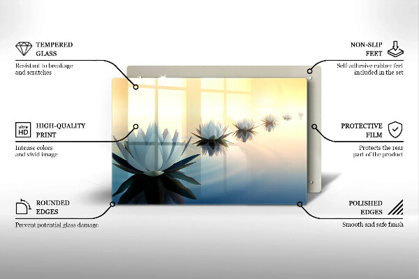 Protetor para fogão de vidro Flores de nenúfar