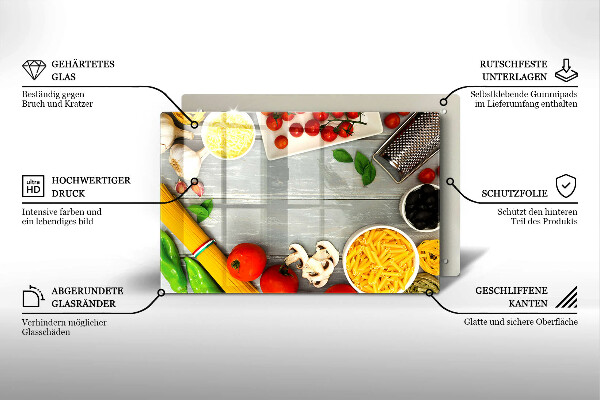 Protetor em vidro para fogão Comida de cozinha