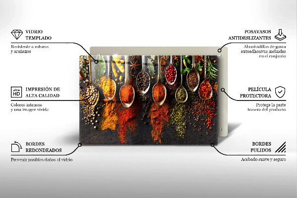 Protetor de fogão de vidro colheres de especiarias