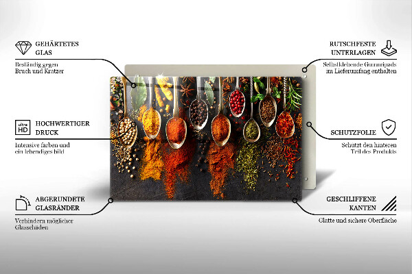 Protetor de fogão de vidro colheres de especiarias