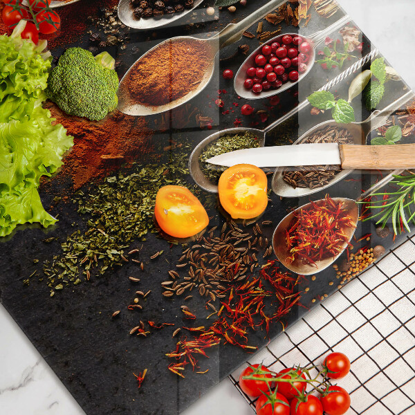 Protetor de fogão de vidro colheres de especiarias