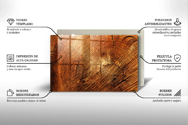 Protetor para fogão de vidro Anéis de árvores de madeira