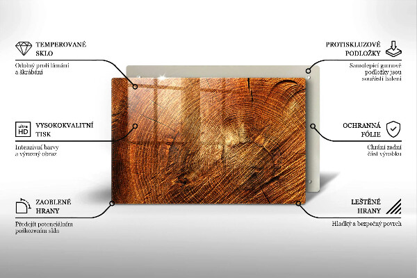 Protetor para fogão de vidro Anéis de árvores de madeira