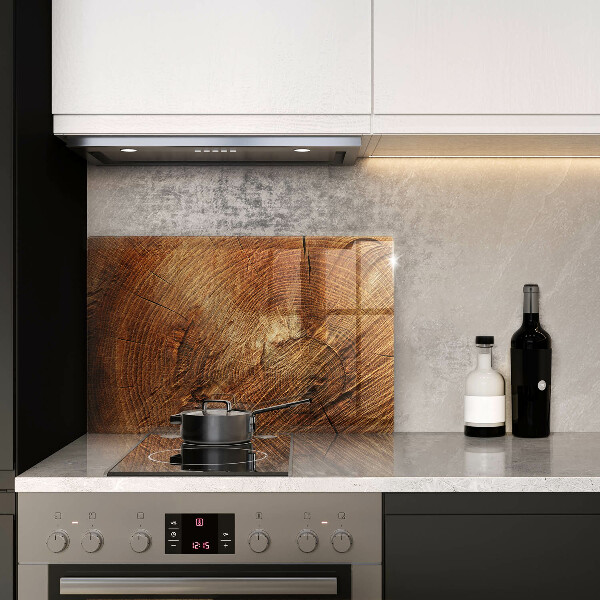 Protetor para fogão de vidro Anéis de árvores de madeira