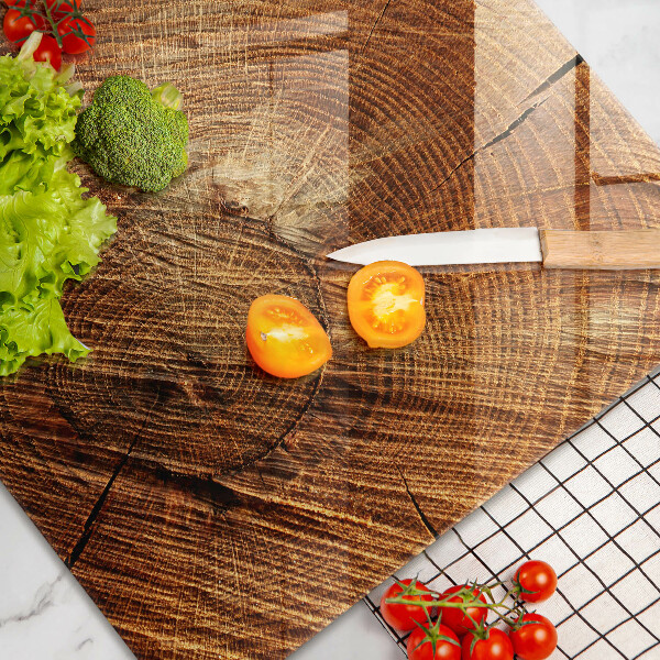 Protetor para fogão de vidro Anéis de árvores de madeira