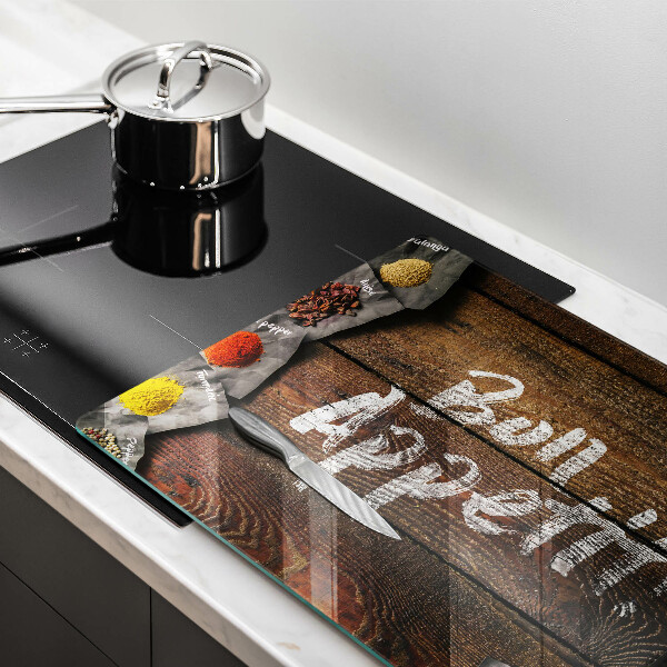 Protetor em vidro para fogão Placa de Bon Appetit nos painéis