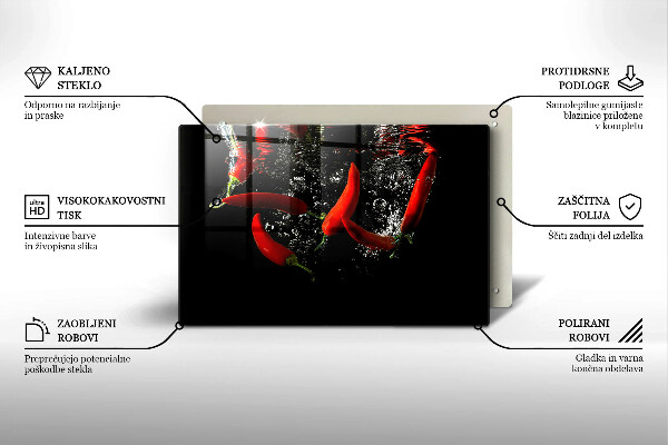 Protetor para fogão de vidro Pimentas em água