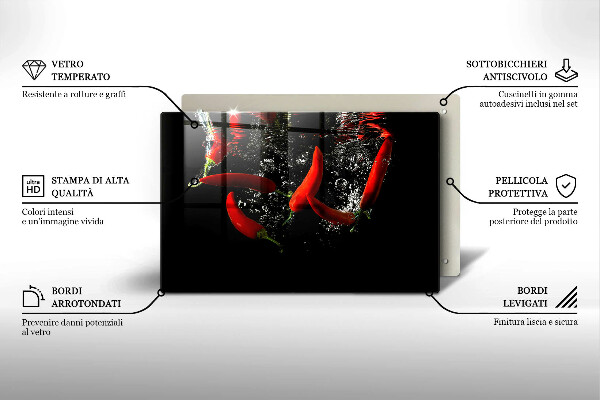 Protetor para fogão de vidro Pimentas em água