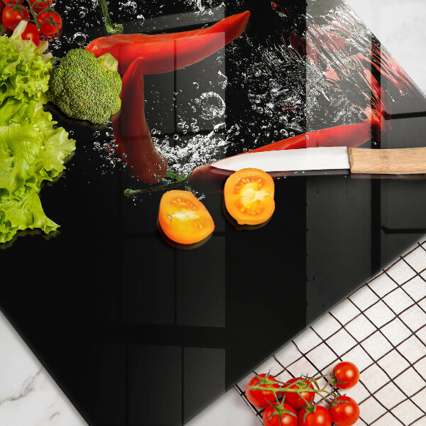 Protetor para fogão de vidro Pimentas em água