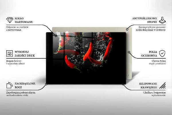 Protetor para fogão de vidro Pimentas em água