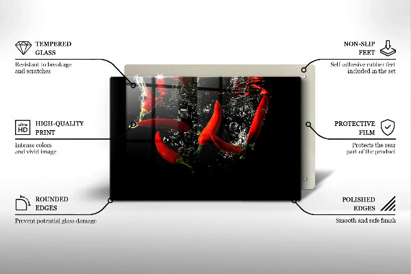 Protetor para fogão de vidro Pimentas em água