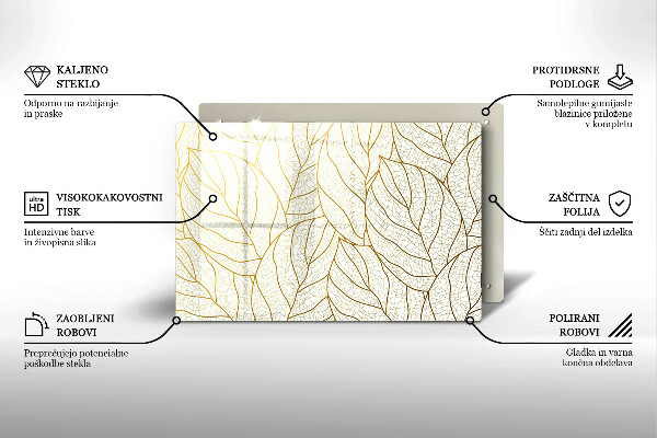 Protetor de fogão de vidro Padrão de folha de arte de linha