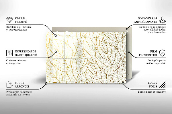 Protetor de fogão de vidro Padrão de folha de arte de linha