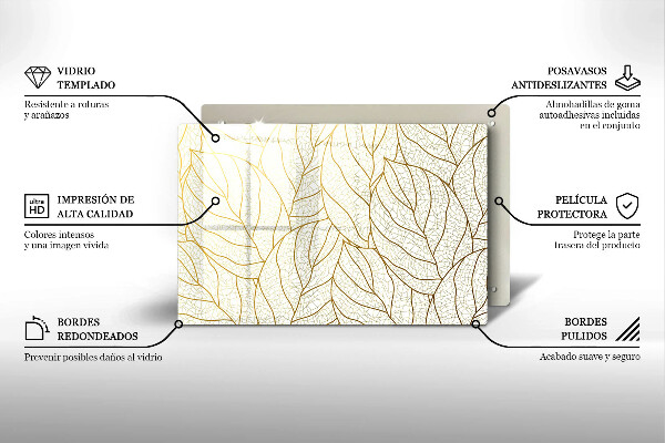 Protetor de fogão de vidro Padrão de folha de arte de linha