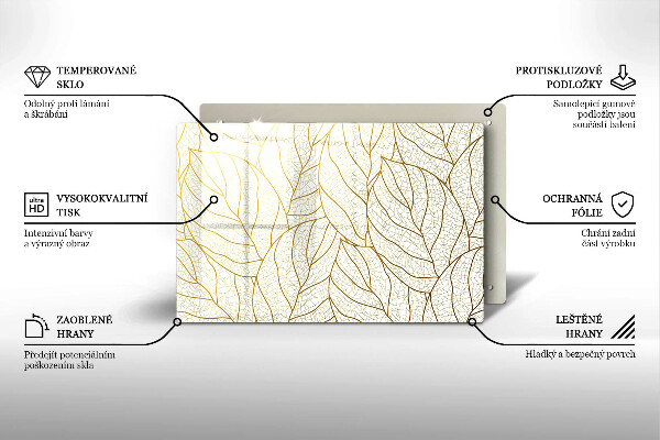 Protetor de fogão de vidro Padrão de folha de arte de linha