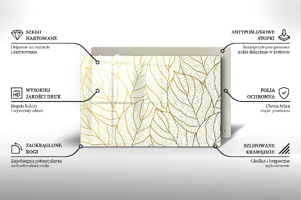 Protetor de fogão de vidro Padrão de folha de arte de linha