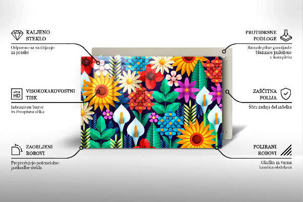 Protetor para fogão de vidro Ilustração de um prado de flores