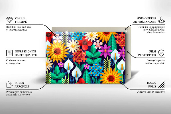 Protetor para fogão de vidro Ilustração de um prado de flores