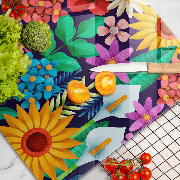 Protetor para fogão de vidro Ilustração de um prado de flores