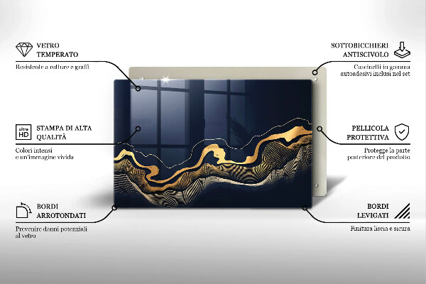 Cobertura placa vitrocerámica Linhas douradas abstratas