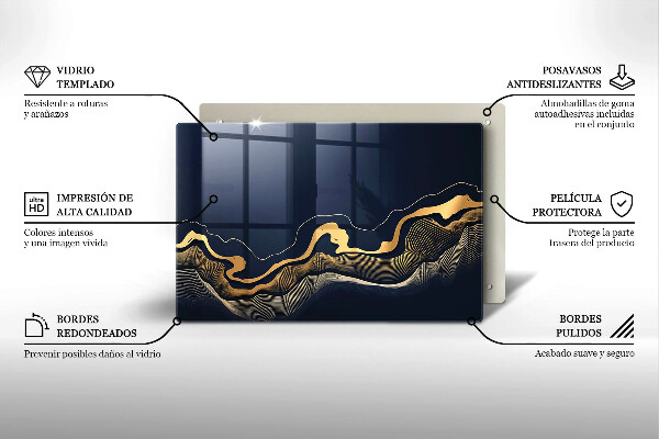 Cobertura placa vitrocerámica Linhas douradas abstratas