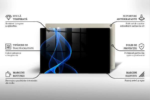 Protetor em vidro para fogão Linhas de fumaça azul