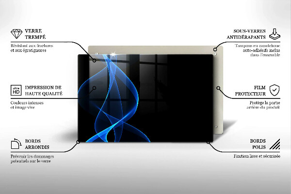 Protetor em vidro para fogão Linhas de fumaça azul