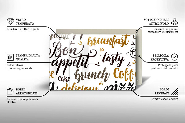 Protetor em vidro para fogão legendas de bom apetite