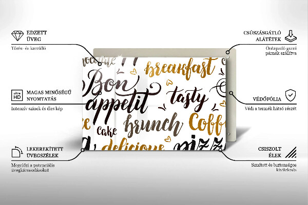 Protetor em vidro para fogão legendas de bom apetite