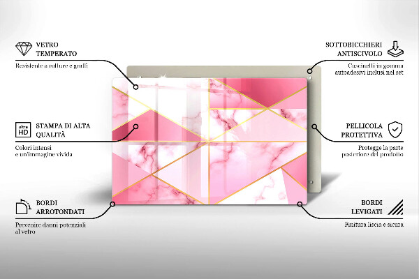 Protetor de fogão de vidro Mármore geométrico