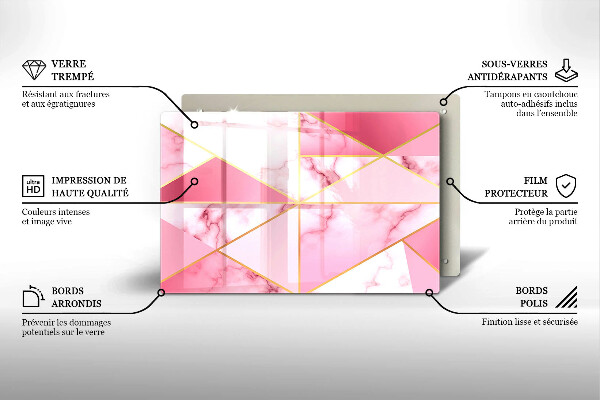 Protetor de fogão de vidro Mármore geométrico