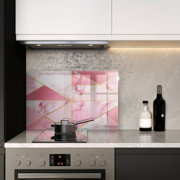Protetor de fogão de vidro Mármore geométrico