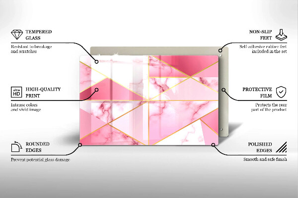Protetor de fogão de vidro Mármore geométrico
