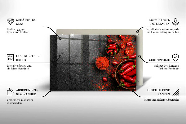 Protetor em vidro para fogão Pimentas vermelhas