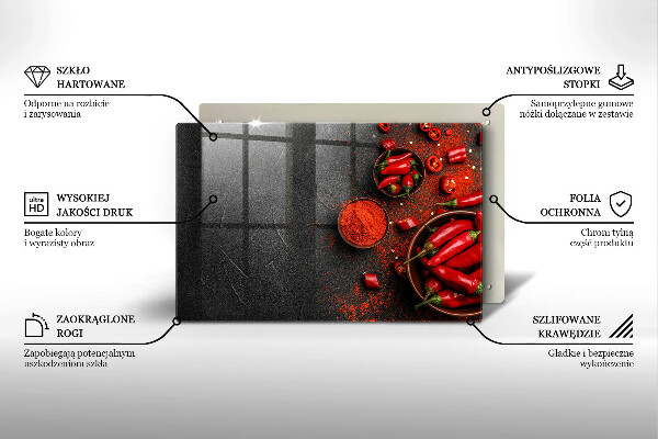 Protetor em vidro para fogão Pimentas vermelhas