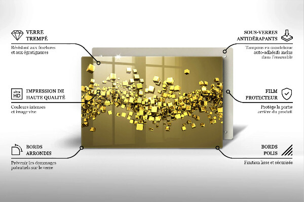 Protetor em vidro para fogão Geometria 3D abstrata