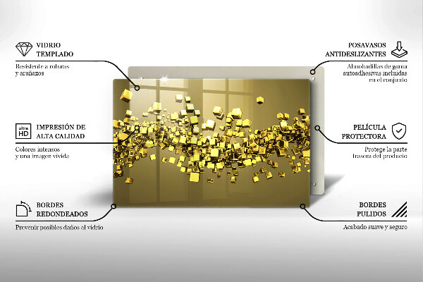 Protetor em vidro para fogão Geometria 3D abstrata