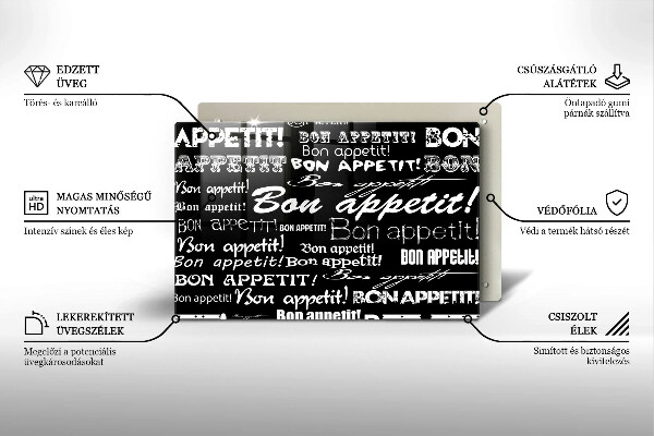 Protetor para fogão de vidro Legendas de cozinha Bom apetite