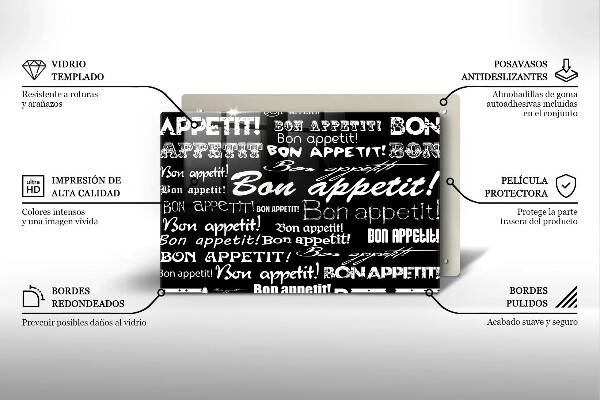 Protetor para fogão de vidro Legendas de cozinha Bom apetite